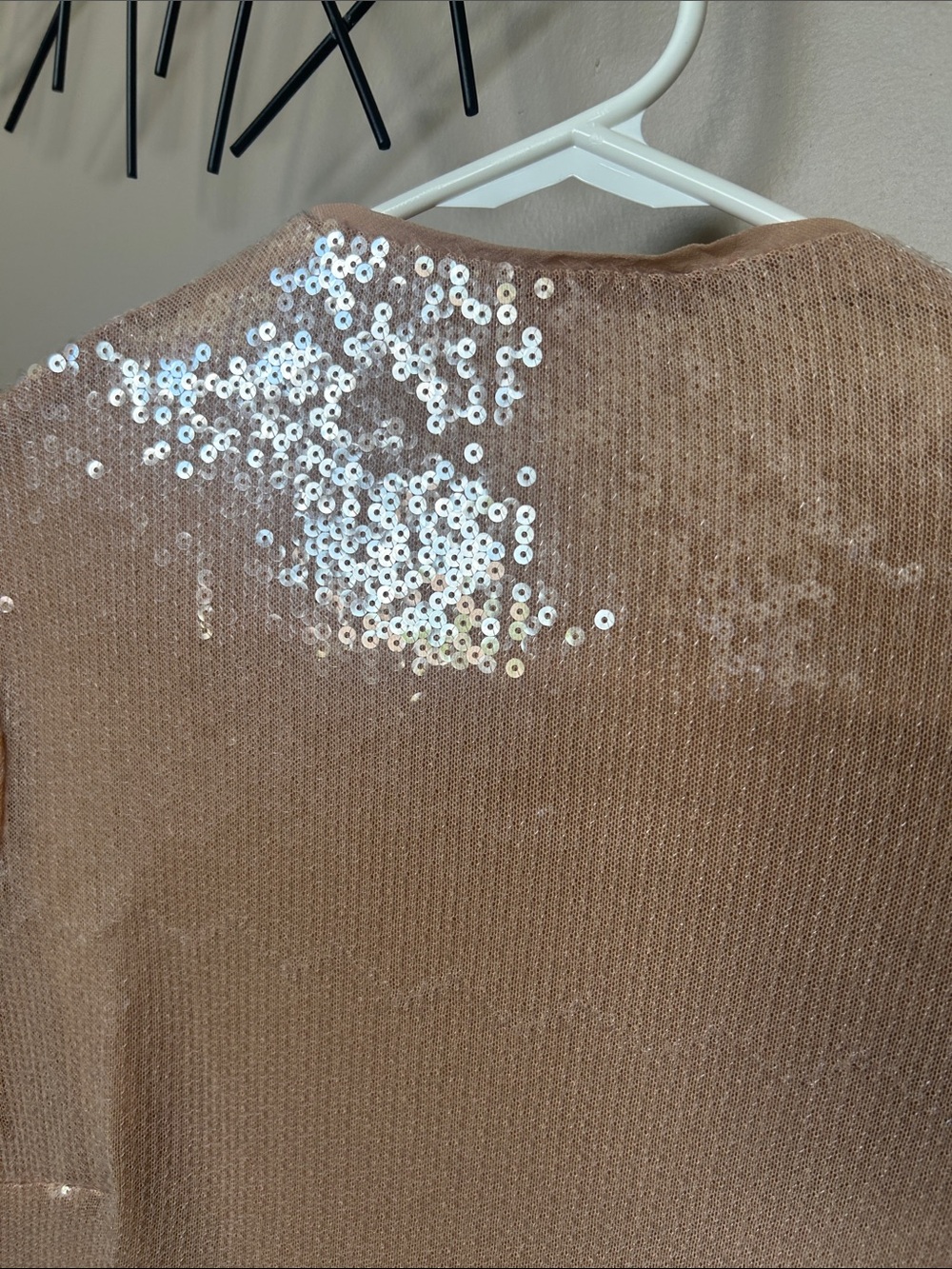 NWT Lulus Champagne Sequin Lined Mesh Mini Dress Sz M PLENTY OF STRETCH TOO - Picture 6 of 6